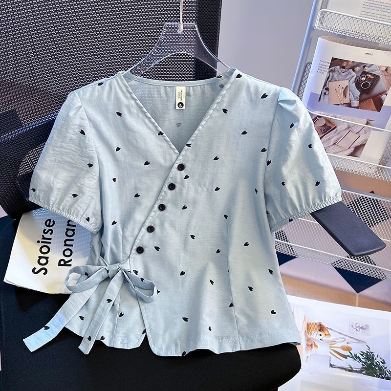 Summer Youth Clothing - Abbigliamento donna Coreano Allacciatura Stampa Camicetta
