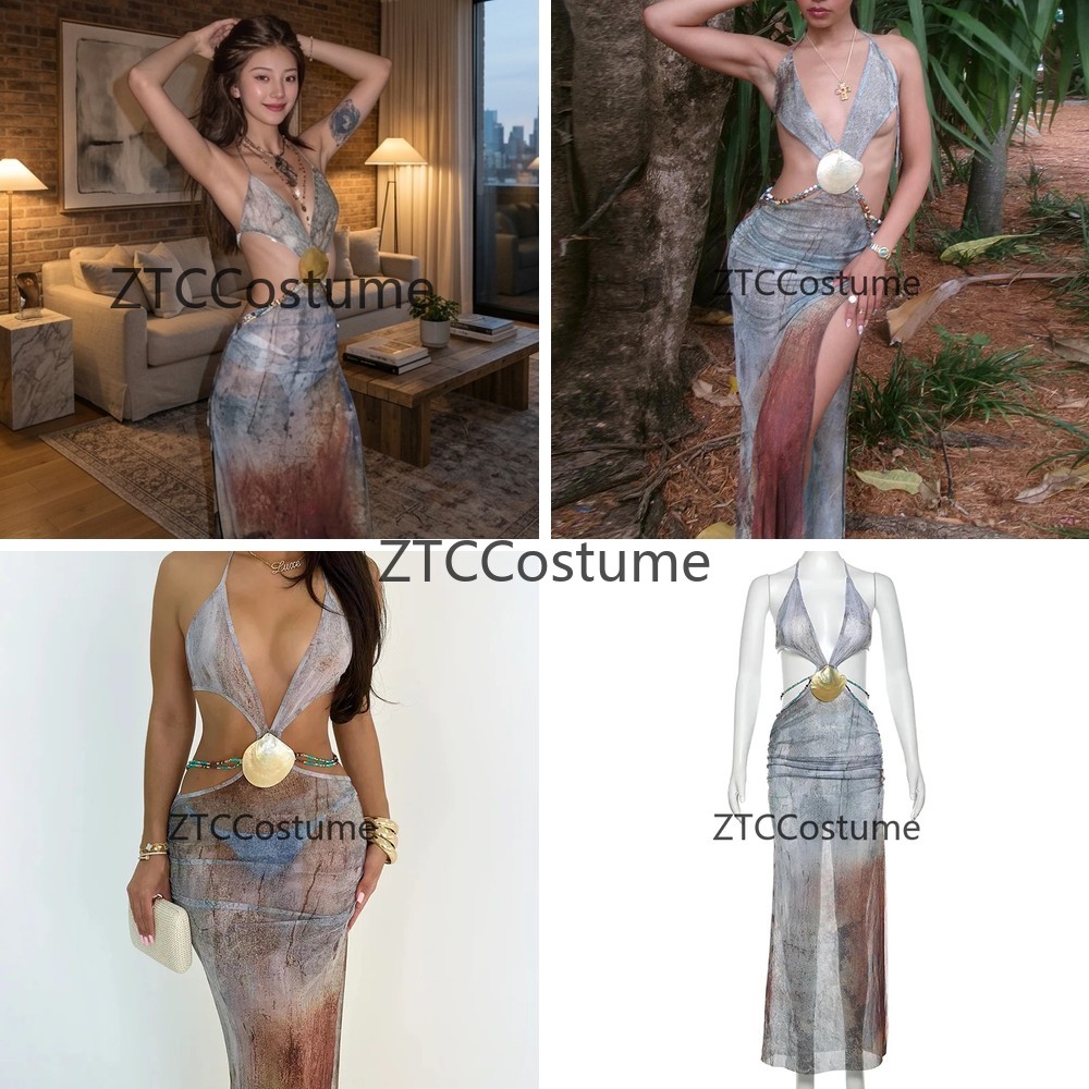 Halter Neck Top - Abito da spiaggia cosplay scavato da