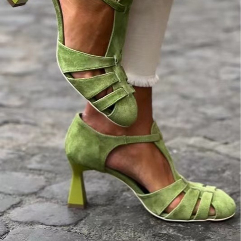 Summer Clothing On Sale - Sandali da donna verdi in camoscio